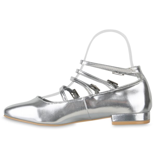 Damen Riemchenballerinas in Silber