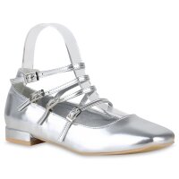 Damen Riemchenballerinas in Silber