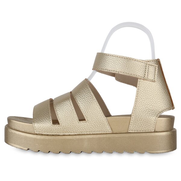 Damen Plateau Sandaletten in Gold