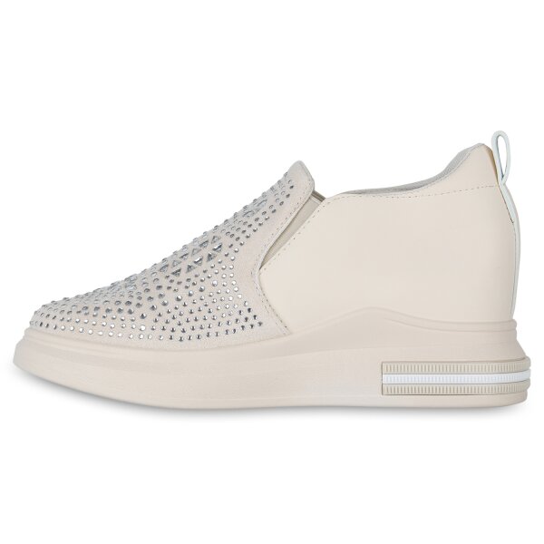 Damen Sneaker Wedges in Beige