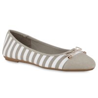 Damen Klassische Ballerinas in Grau Weiss