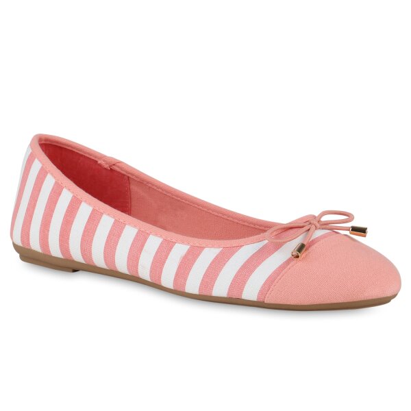 Damen Klassische Ballerinas in Lachs Weiss