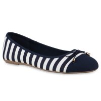 Damen Klassische Ballerinas in Dunkelblau Weiss