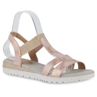 Damen Riemchensandaletten in Beige Rose Gold