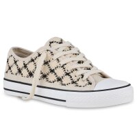 Damen Sneaker Low in Beige Schwarz