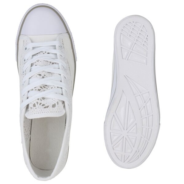 Damen Übergrößen Sneaker Low in Weiss