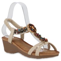 Damen Keilsandaletten in Beige