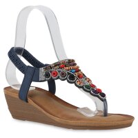 Damen Keilsandaletten in Dunkelblau