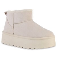 Damen Plateau Boots in Beige