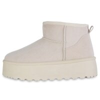 Damen Plateau Boots in Beige