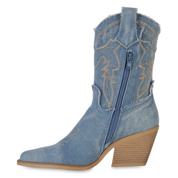 Damen Cowboy Boots in Hellblau