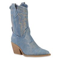 Damen Cowboy Boots in Hellblau