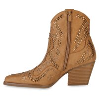Damen Cowboy Boots in Hellbraun