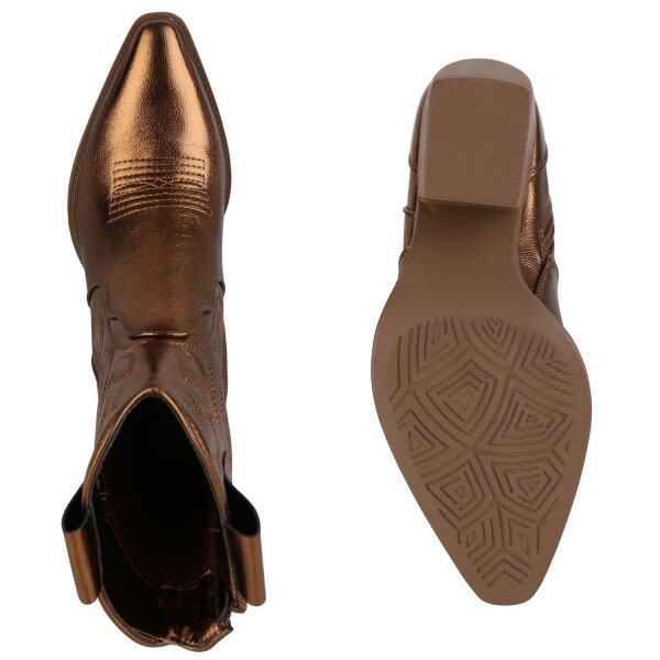 Damen Cowboy Boots in Bronze