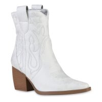Damen Cowboy Boots in Silber Weiss
