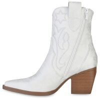 Damen Cowboy Boots in Silber Weiss