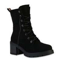Damen Schnürstiefeletten in Schwarz