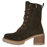 Damen Schnürstiefeletten in Olivgrün