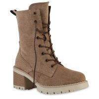 Damen Schnürstiefeletten in Khaki