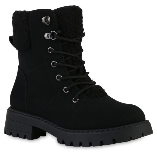 Damen Schnürstiefeletten in Schwarz
