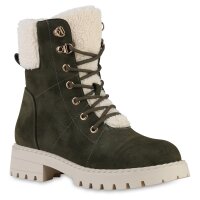 Damen Schnürstiefeletten in Olivgrün