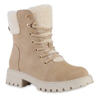 Damen Schnürstiefeletten in Beige