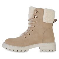Damen Schnürstiefeletten in Beige