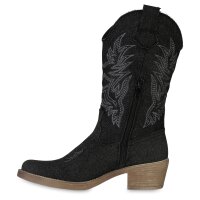 Damen Cowboy Boots in Schwarz