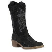 Damen Cowboy Boots in Schwarz