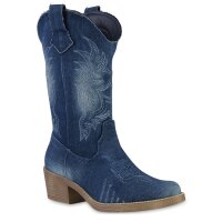 Damen Cowboy Boots in Dunkelblau
