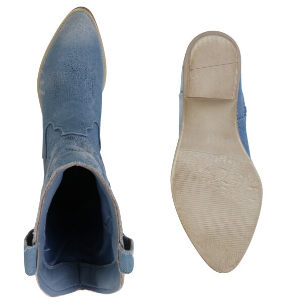 Damen Cowboy Boots in Hellblau