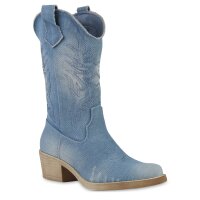 Damen Cowboy Boots in Hellblau