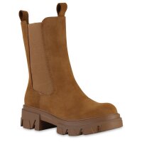 Damen Plateau Boots in Hellbraun