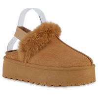 Damen Pantoffeln in Hellbraun