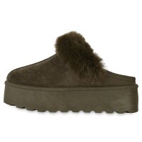 Damen Pantoffeln in Olivgrün