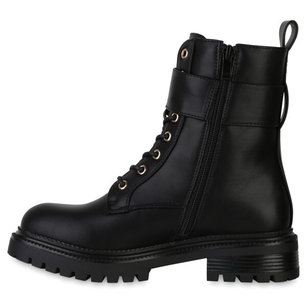 Damen Schnürstiefeletten in Schwarz