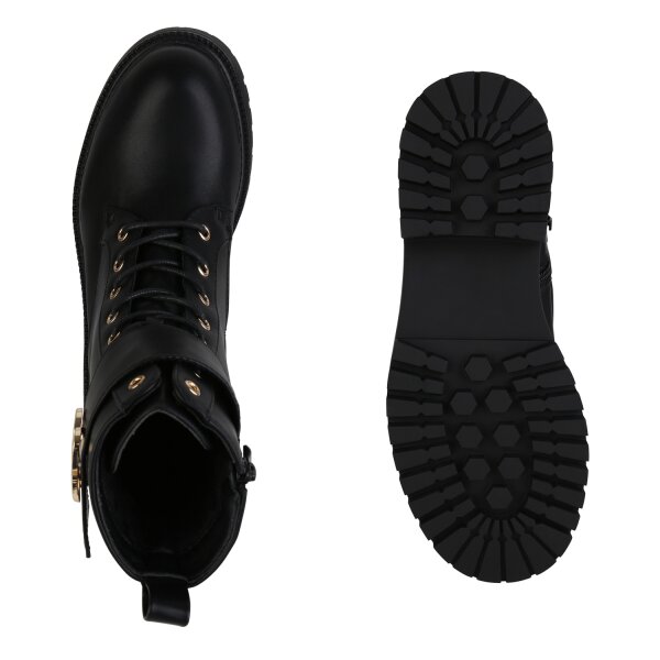 Damen Schnürstiefeletten in Schwarz