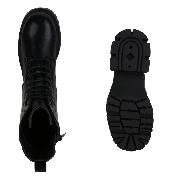 Damen Plateau Boots in Schwarz