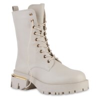 Damen Plateau Boots in Beige