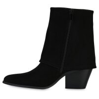 Damen Cowboy Boots in Schwarz Velours