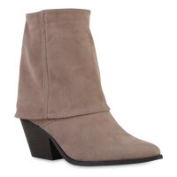 Damen Cowboy Boots in Taupe Velours