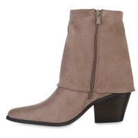 Damen Cowboy Boots in Taupe Velours