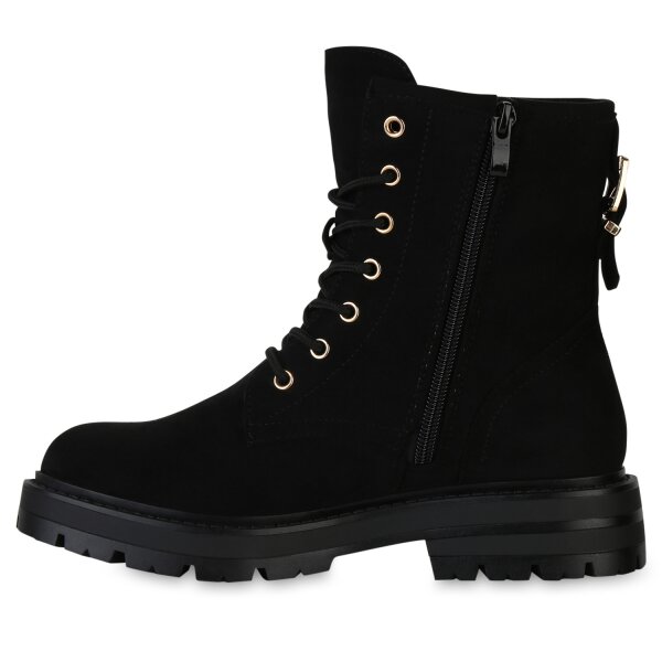 Damen Schnürstiefeletten in Schwarz