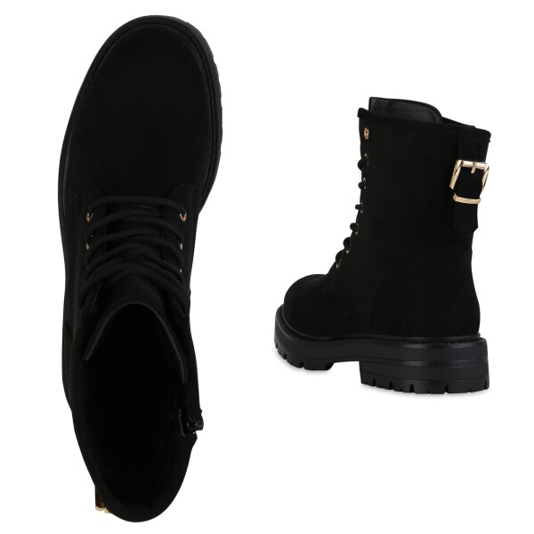 Damen Schnürstiefeletten in Schwarz
