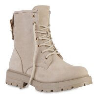Damen Schnürstiefeletten in Beige