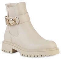 Damen Biker Boots in Beige