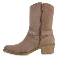 Damen Cowboy Boots in Khaki Velours