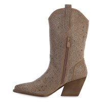Damen Cowboystiefel in Khaki