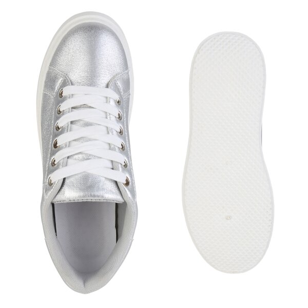 Damen Plateau Sneaker in Silber