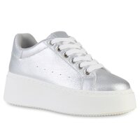 Damen Plateau Sneaker in Silber